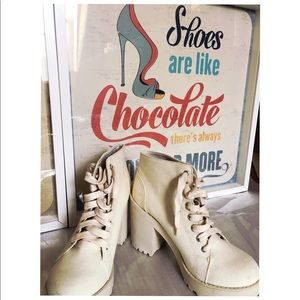 Off white combat boots with heels